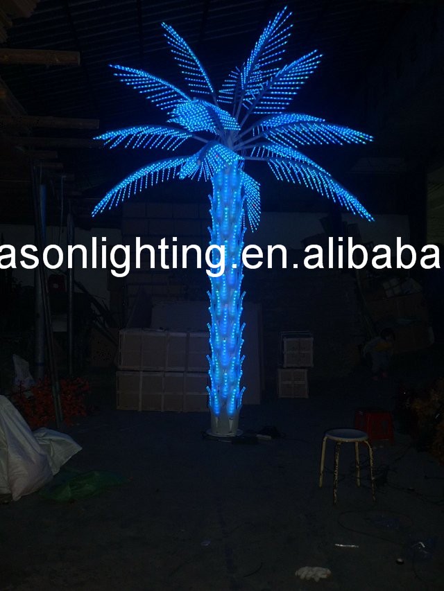 outdoor lighted palm trees