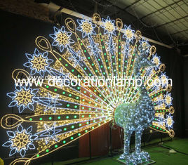 New Christmas Wedding Festival Outdoor Large Size 3D LED Sculptures Peacock Motif Light For Sale