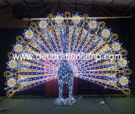 New Christmas Wedding Festival Outdoor Large Size 3D LED Sculptures Peacock Motif Light For Sale