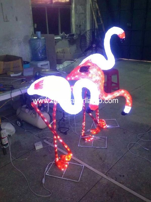 christmas lighted flamingo