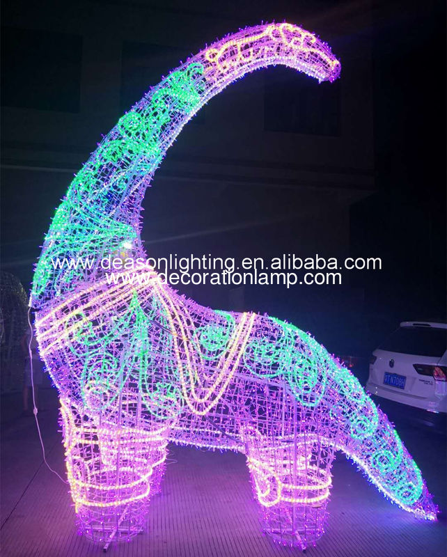 large outdoor christmas lighted dinosaur
