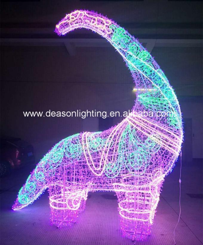 large outdoor christmas lighted dinosaur