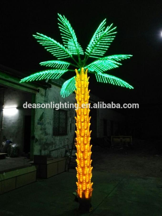 outdoor lighted palm trees