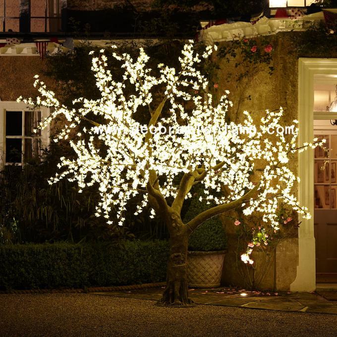 Outdoor artificial trees with lights