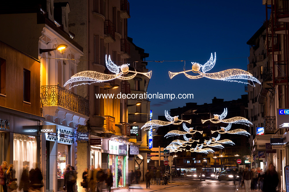 outdoor christmas lighted angels decoration street